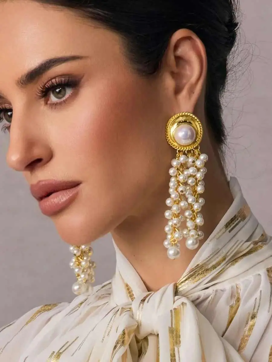 Seren Pearl Tassel Drop Earrings