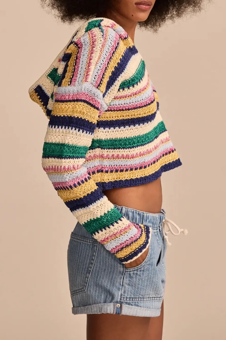 Casual Stripe Slight Stretch Hoodie