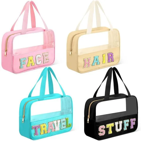 Clear Travel Bag With Chenille Letters