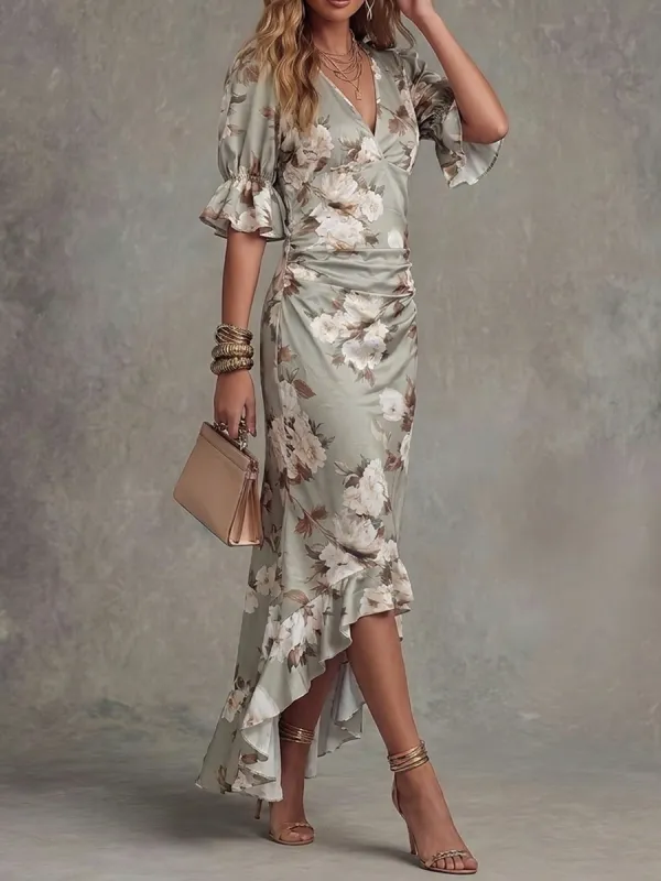 Elasticity Neck Maxi Dress