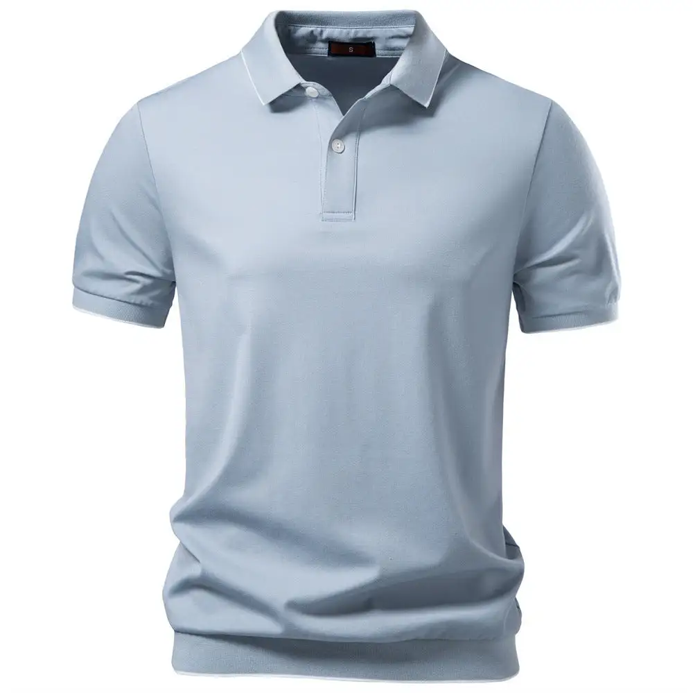 Ribbed Short Sleeve Cotton Polo Shirt