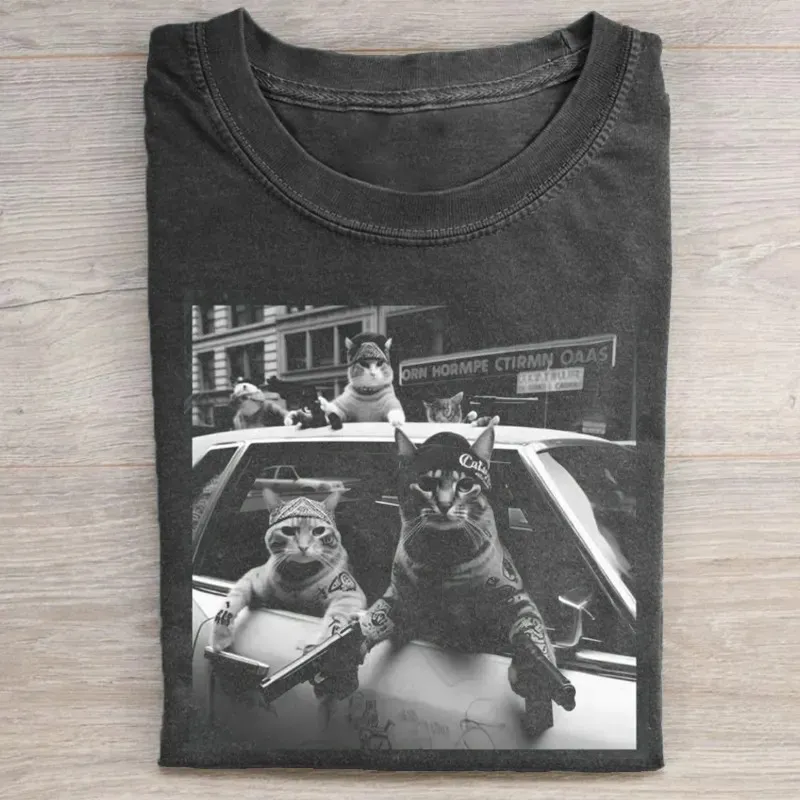 Funny Cat Gang Graphic Tee