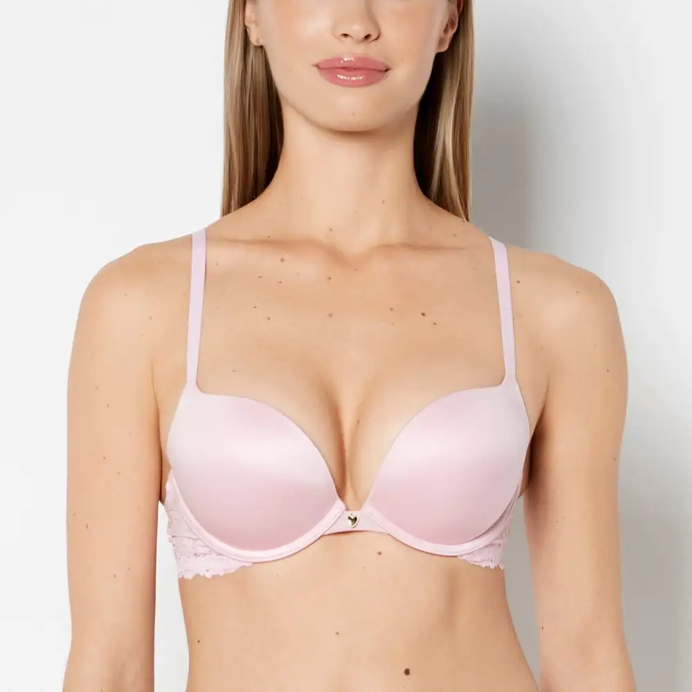 Classic Push Up Plunge Bra With Romantic Lace Wing