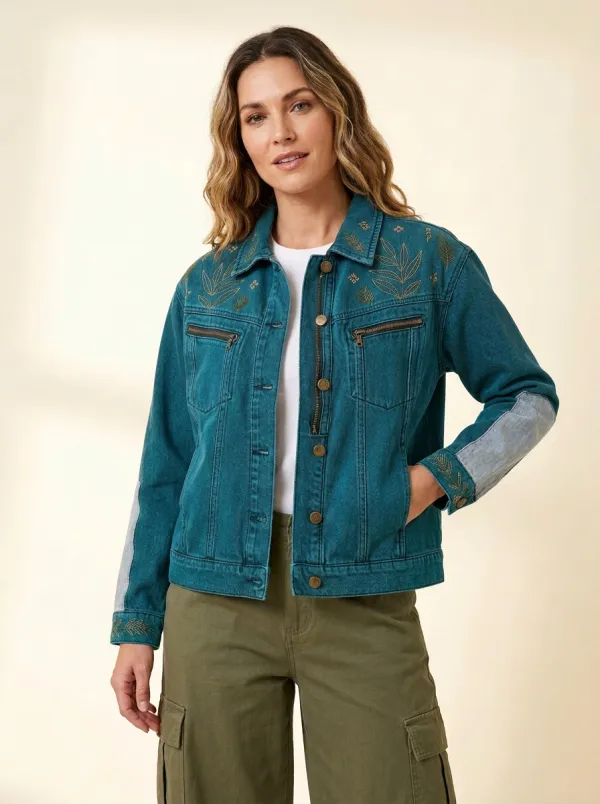 Women's Willow Botanical Leaf Embroidered Jacket