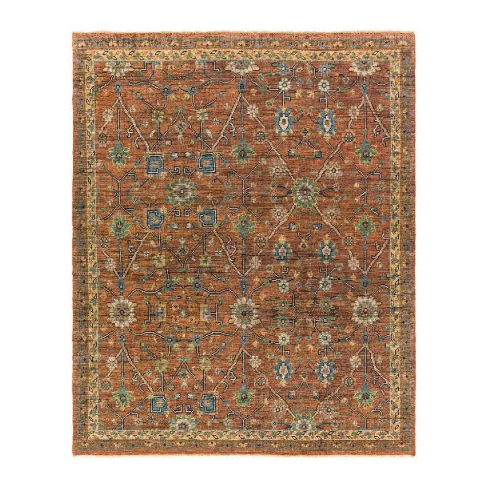 Hand-Knotted Fringed Wool Carpet