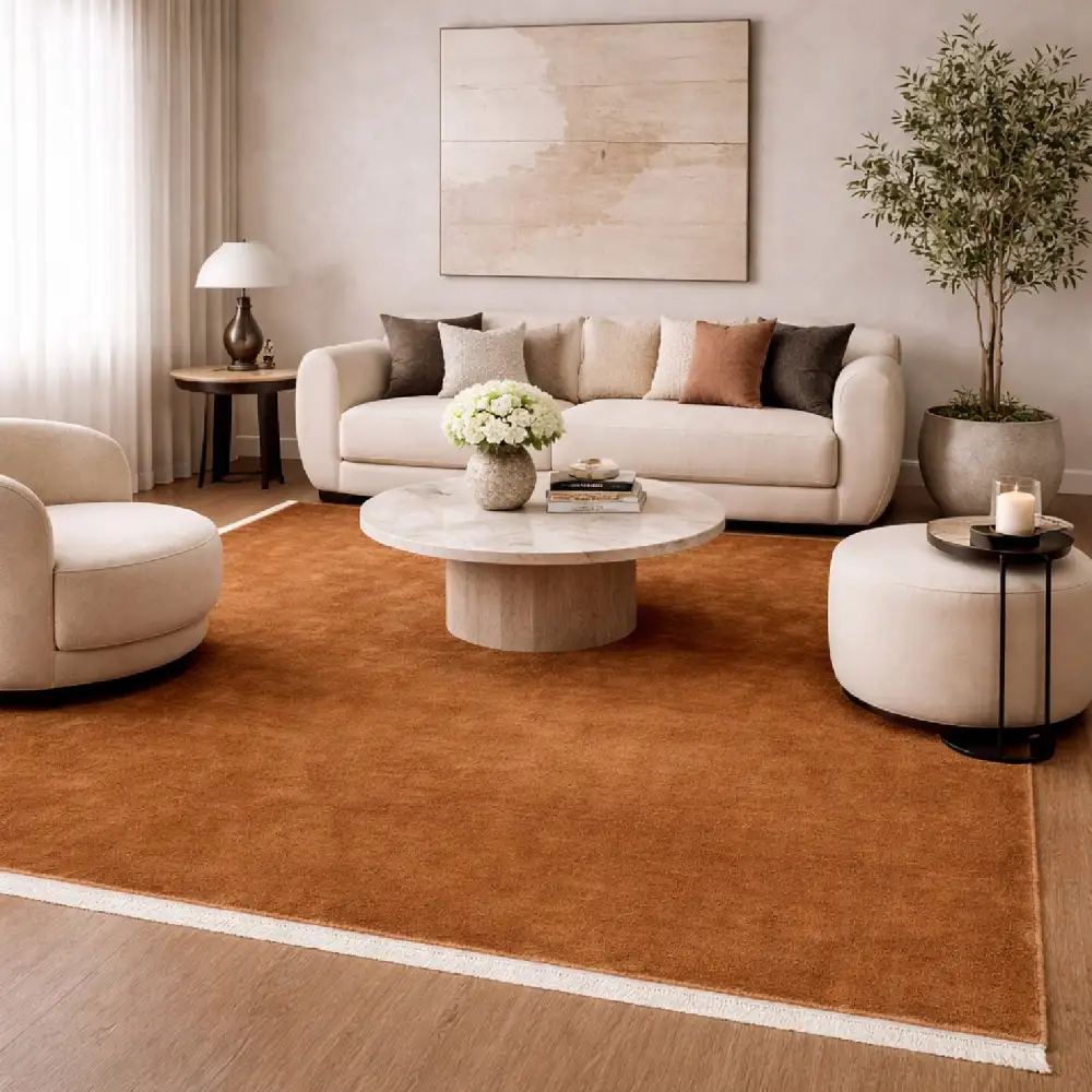 Hand-Loomed Wool Fringe Square Carpet