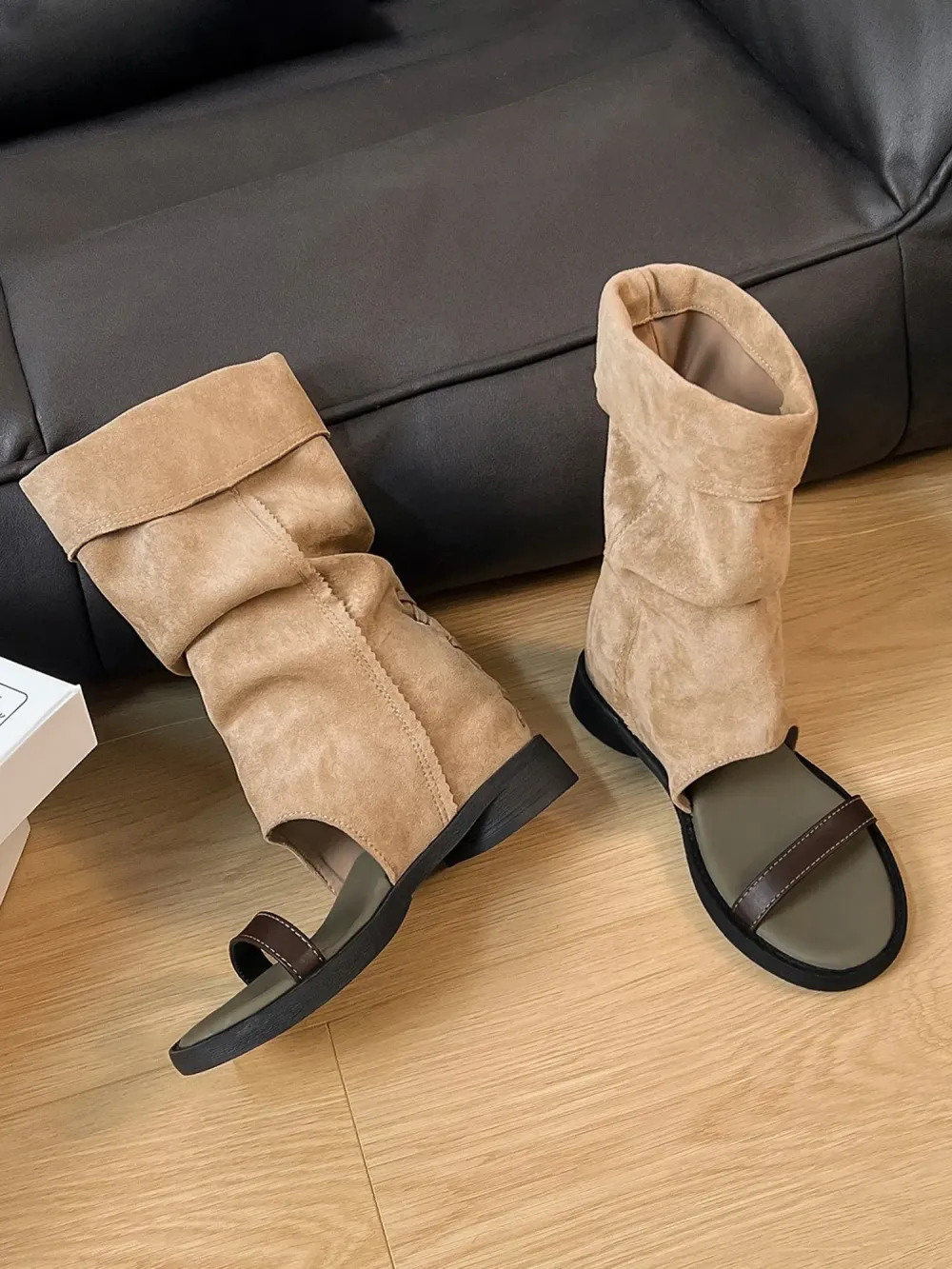 Yvette Leather Open-toe Boots