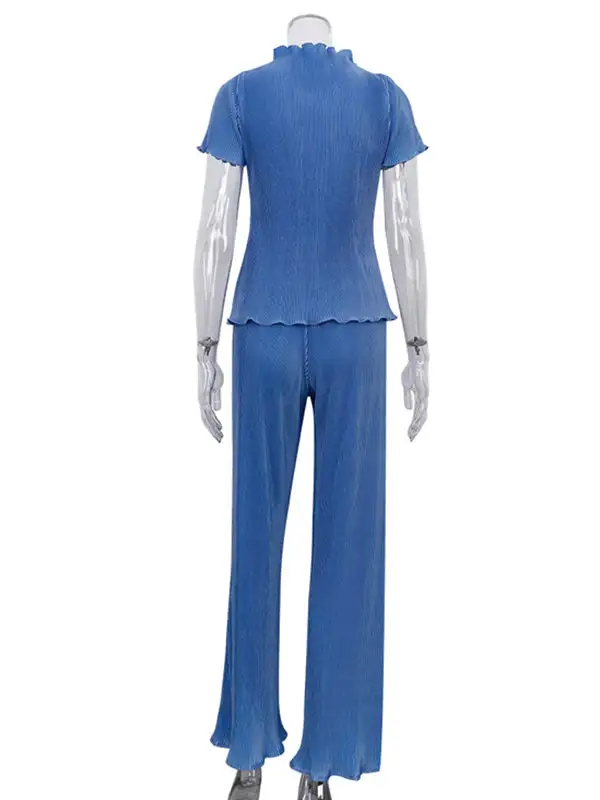 High Neck Tee Wide Leg Set