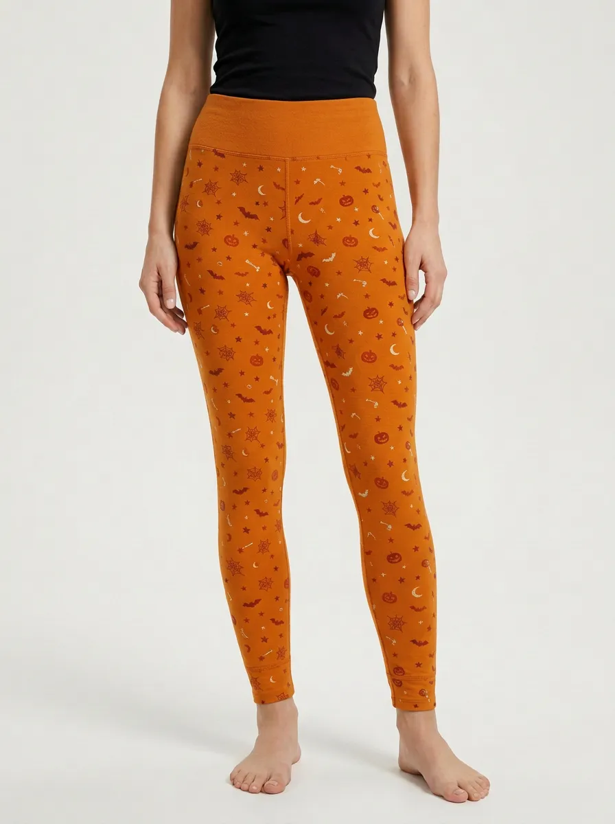 Women's Nightfall Halloween Pumpkin Bat Spiderweb Leggings