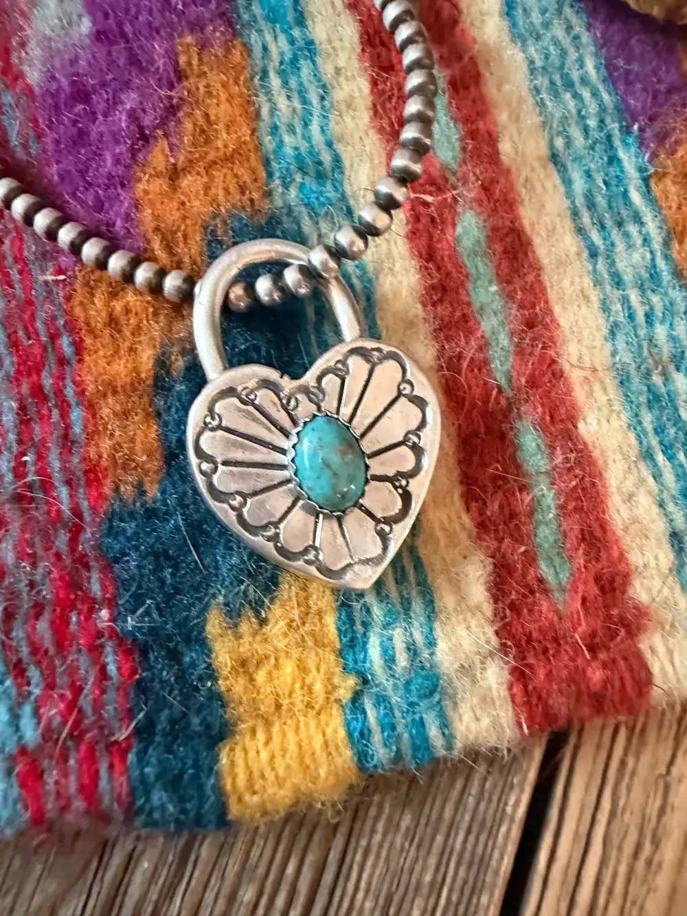 Heart Locket Turquoise Sterling Silver Pendant