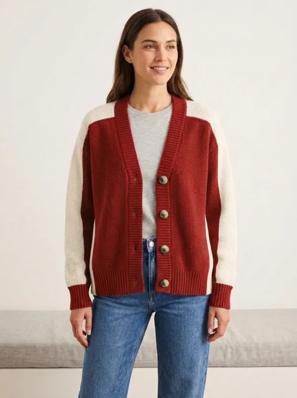 Rugby Color Block Knit Cardigan