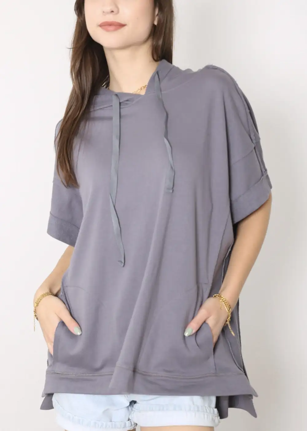 Relaxed Everyday Short-Sleeve Hoodie