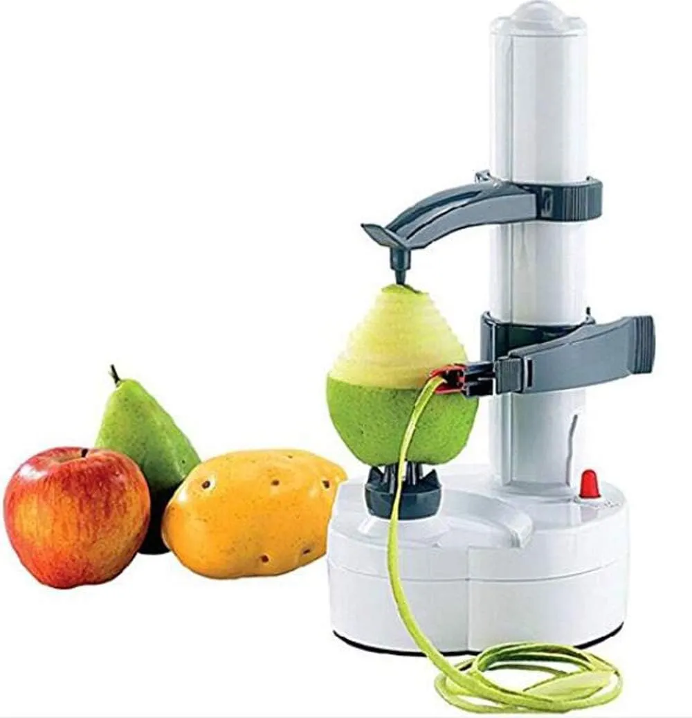 Electric Potato Peeler Automatic Rotating Apple Peeler Tool Multifunction Stainless Steel Potato Pear Fruit Vegetable Peeling Machine for Home Kitchen (Black)