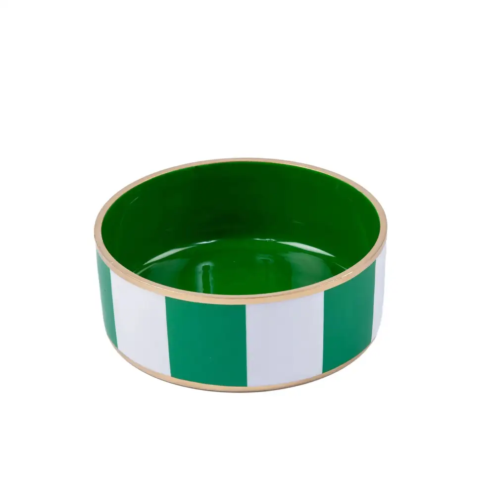 Block Stripe Enameled Pet Bowl