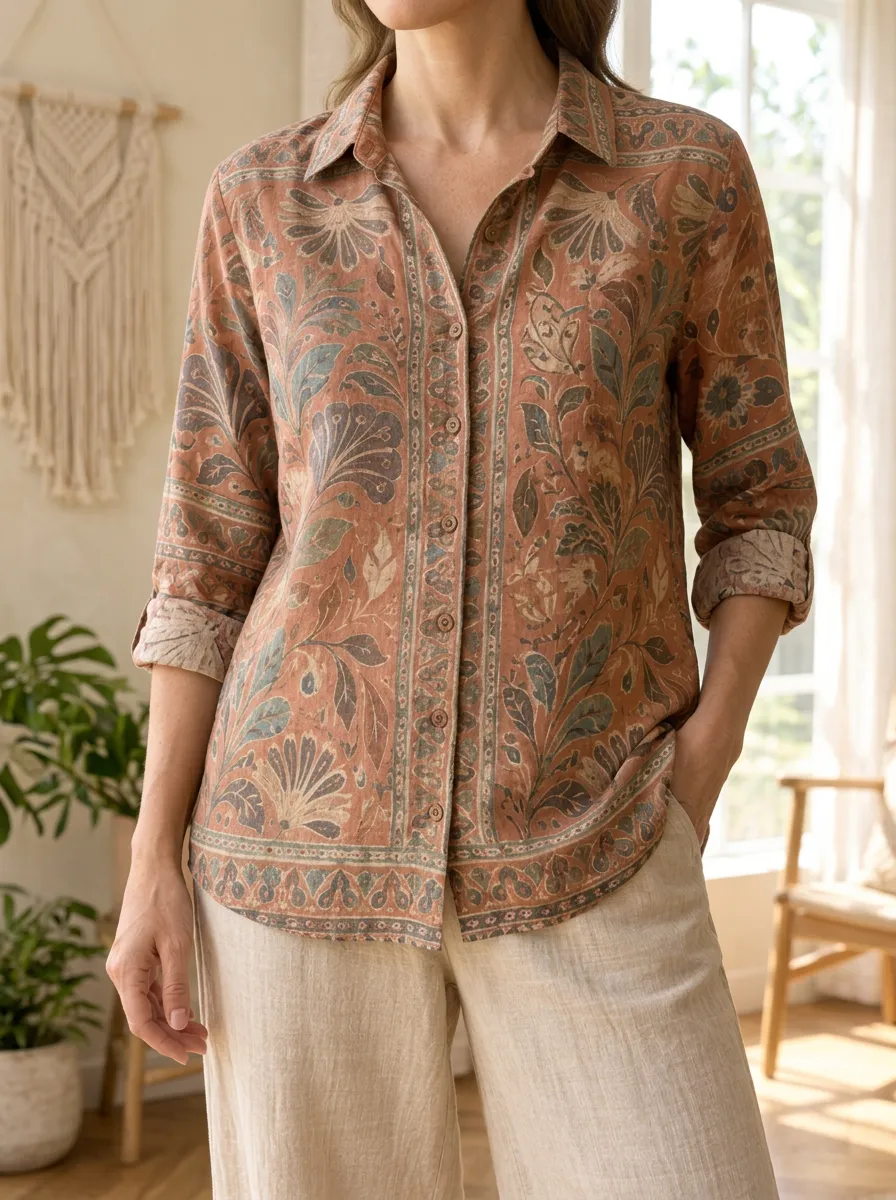 Women's Garden Boho Floral Pattern Shirt