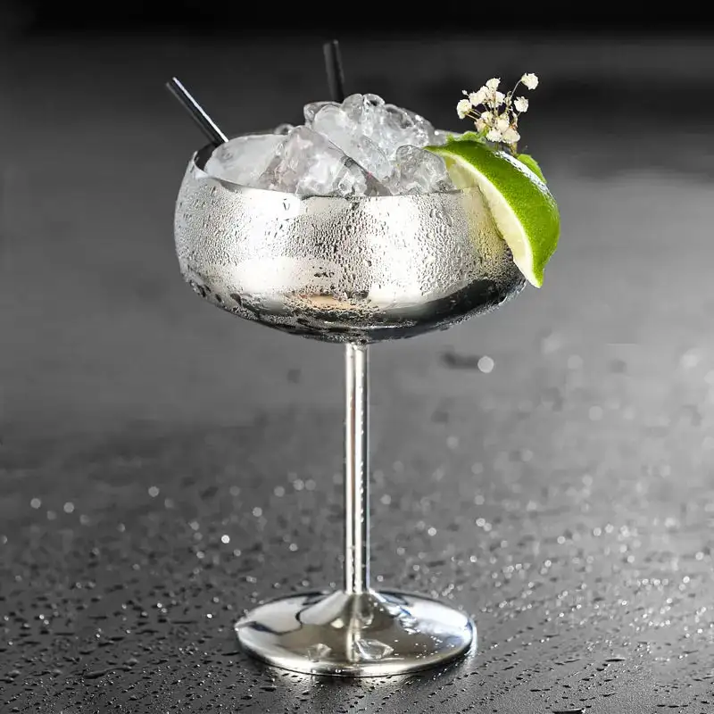 Stainless Steel Stemmed Cocktail Glasses