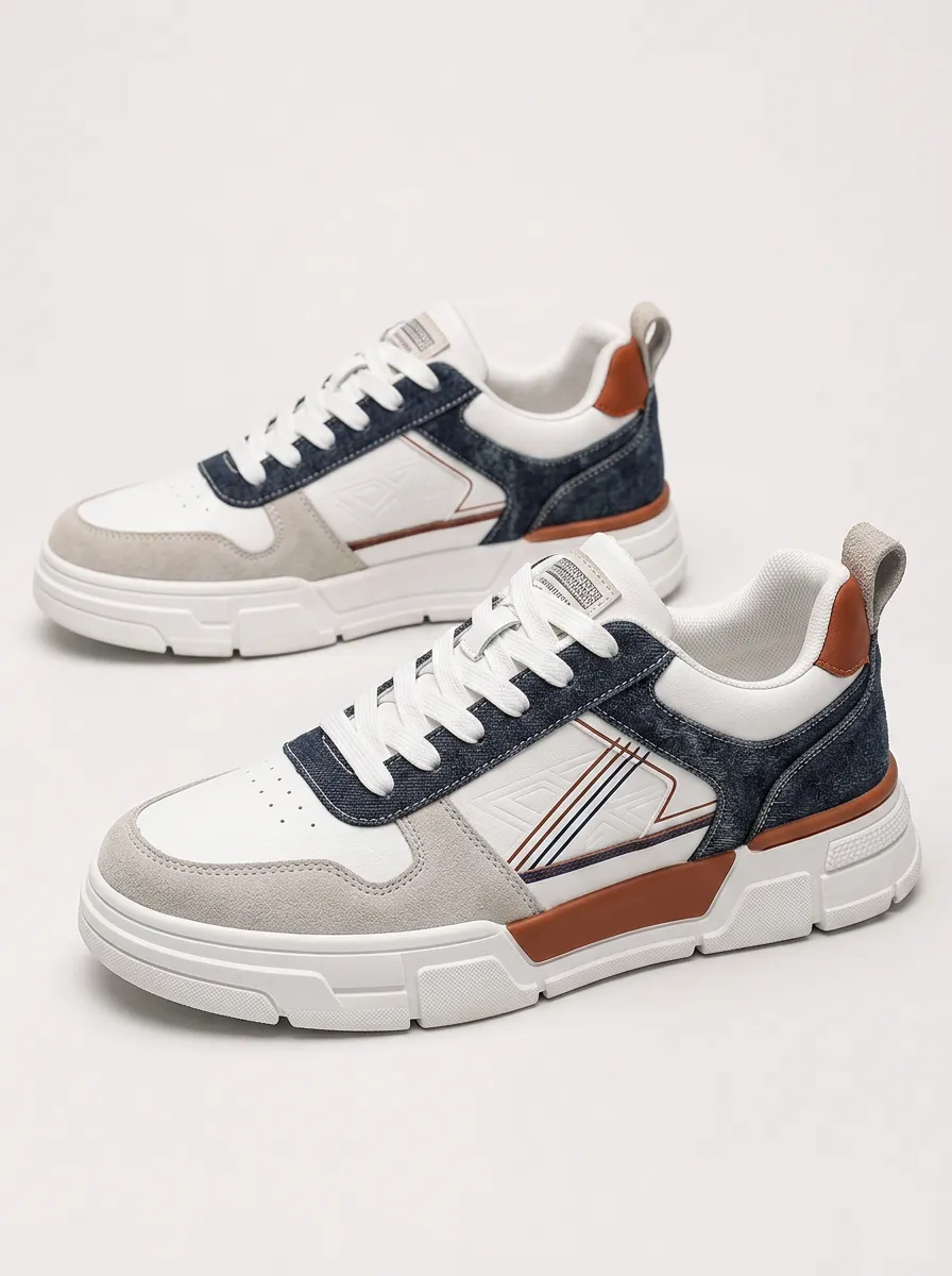 Men's Casual Fashion Patchwork Colorblock Patterned Skate Shoes