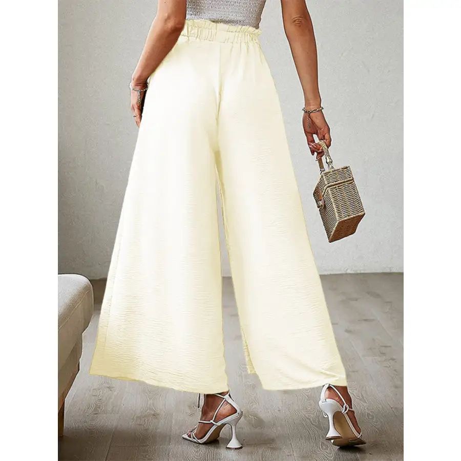 Classic Tied Slit Wide Leg Pants