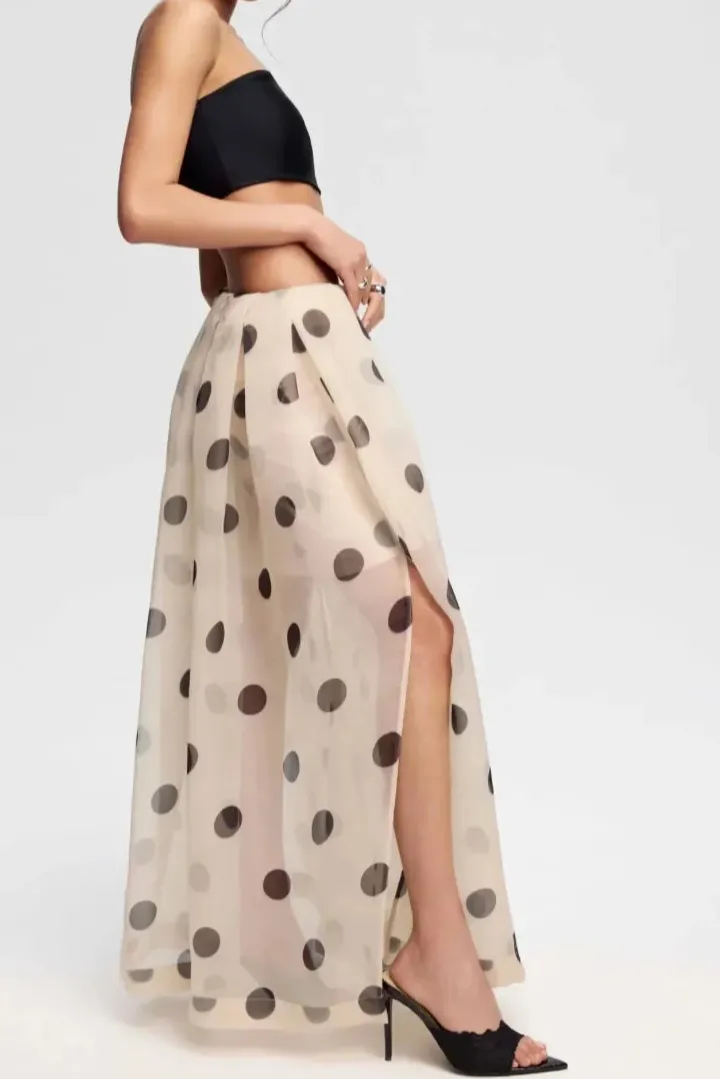 Polka-Dot Maxi Skirt