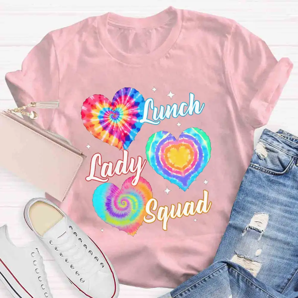 Lunch Lady Squad Colorful Peach Heart T-Shirt