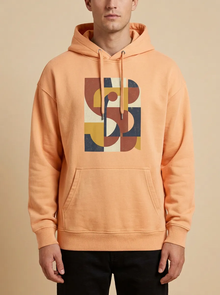 Men's Casual Abstract Geometric Art Print Hoodie