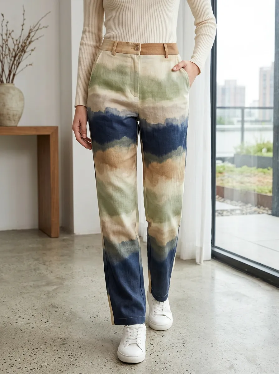 Women's Casual Boho Tie-Dye Striped Printed Pants