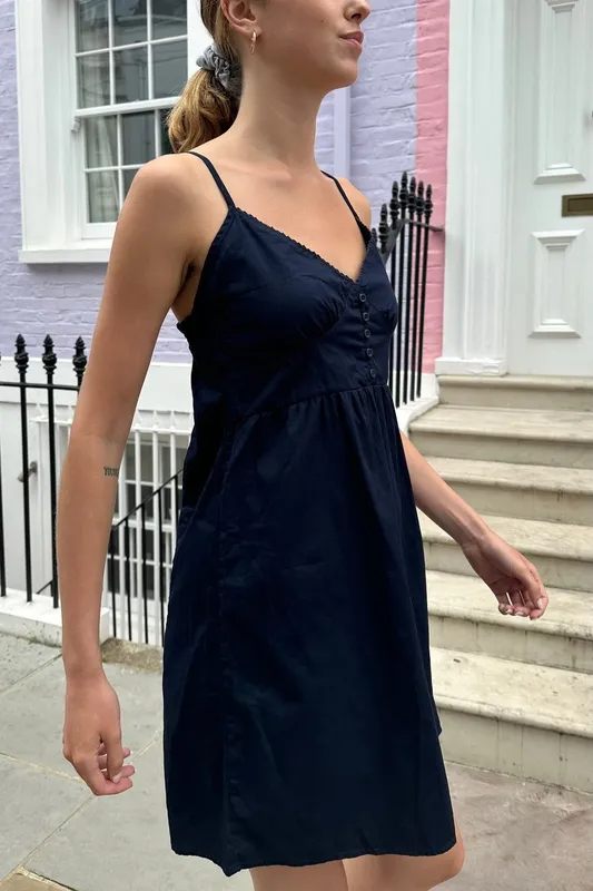 Blue Navy V Neck Dress