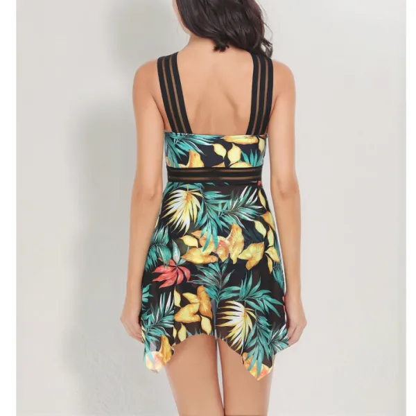 Women's Crisscross Cutout Printed Swim Set