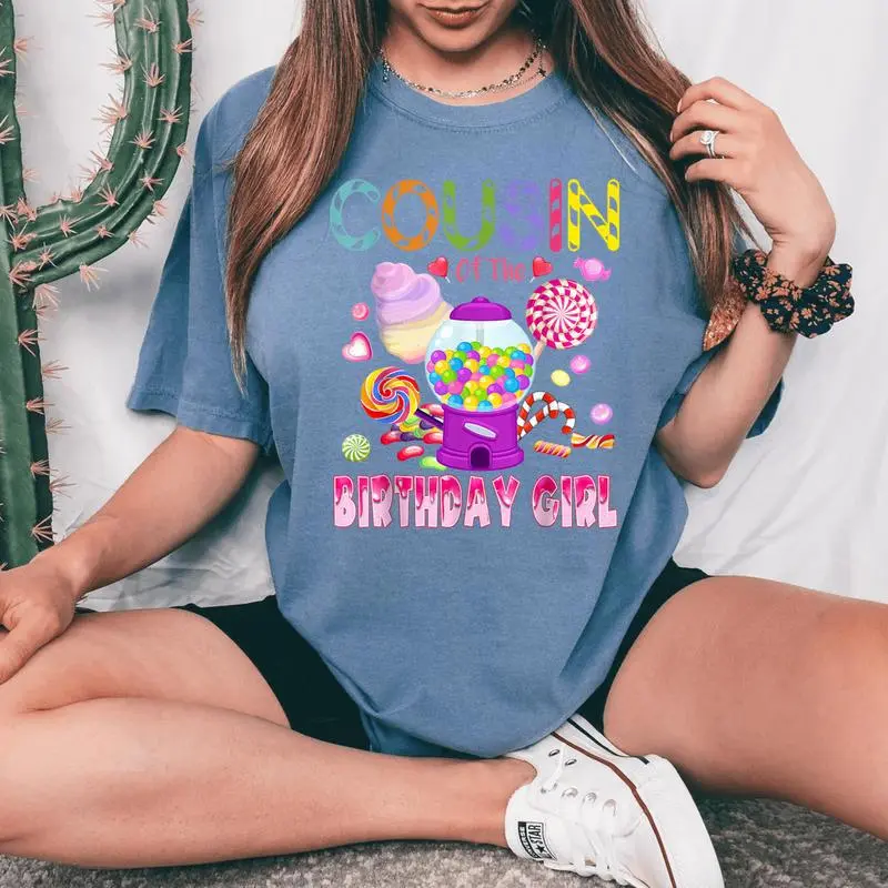 Cousin Of The Birthday Girl Candyland Candy Birthday Women's Oversized Comfort T-Shirt