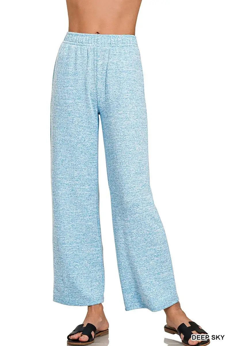 Relaxed Soft Melange Hacci Elastic Waistband Lounge Pants