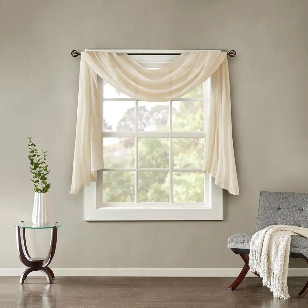 Refined Sheer Polyester Solid Window Scarf