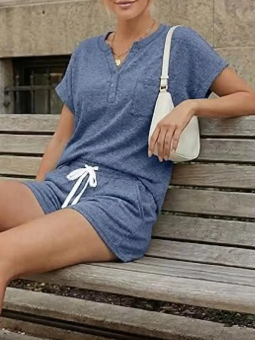 Basic Short Sleeve Top Shorts Set