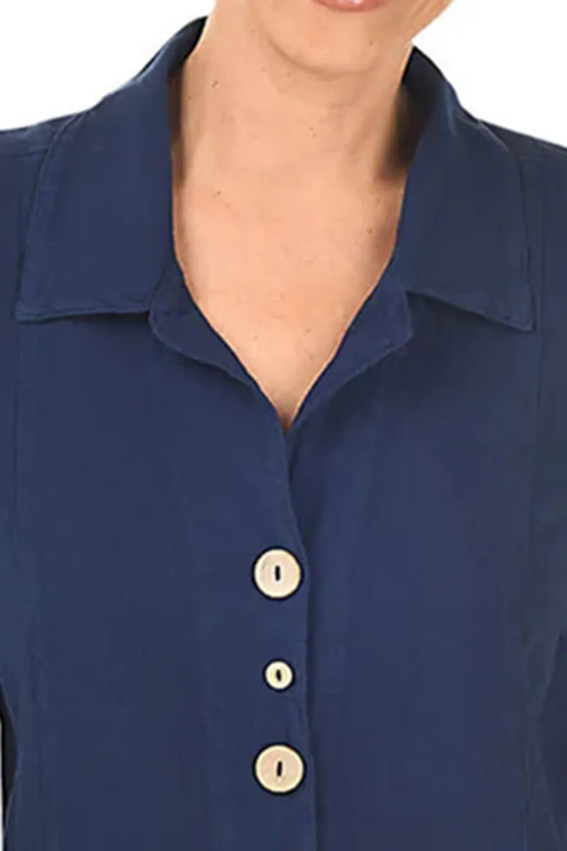 Button-Front Crinkle Shirt
