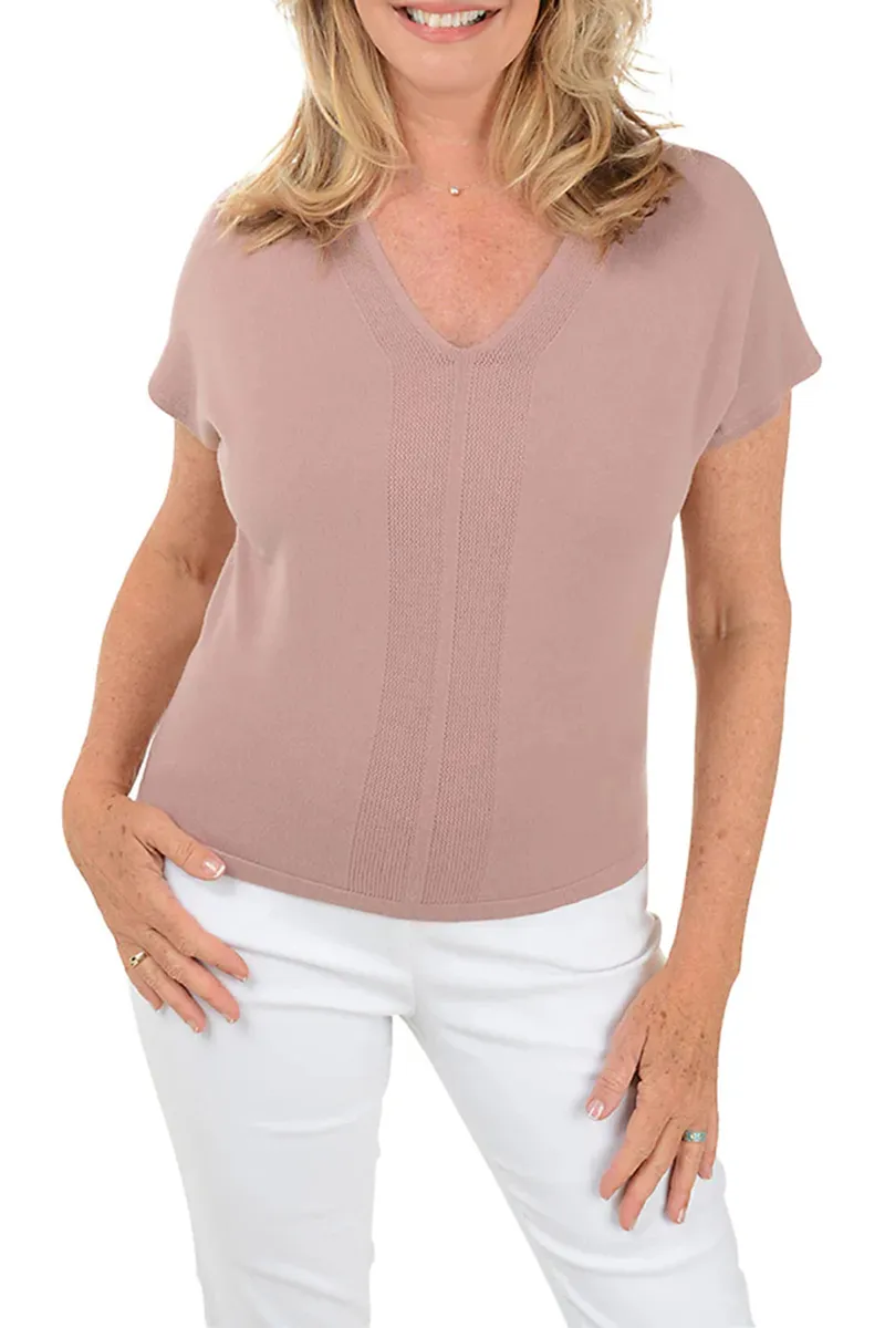 Solid Pointelle Cap Sleeve Sweater
