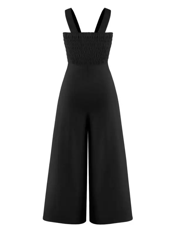 Square Neck Slim Pleated Jumpsuit