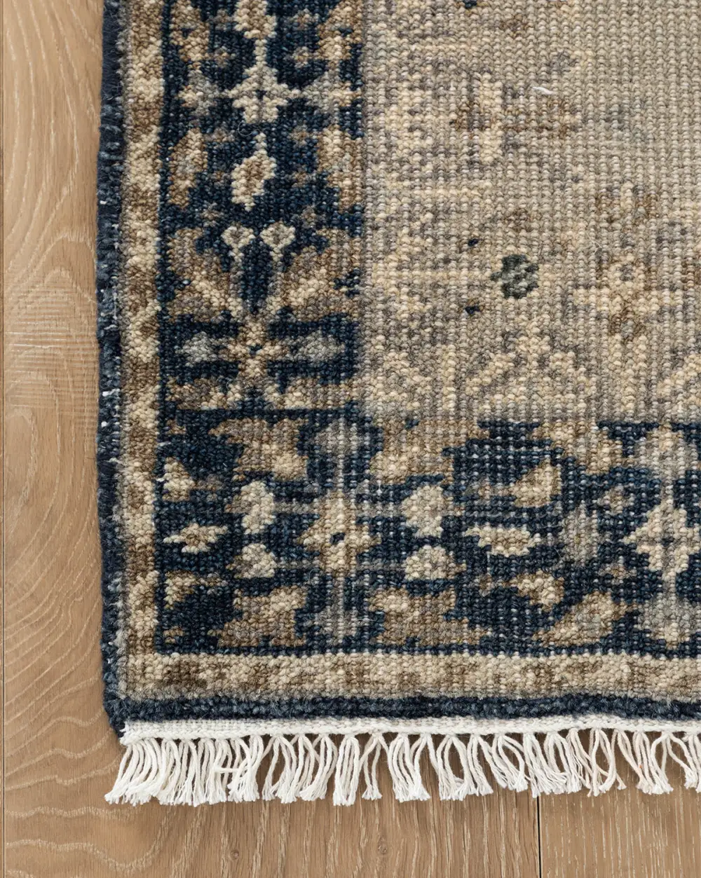Medallion Bordered Hand-Knotted Wool Area Rug