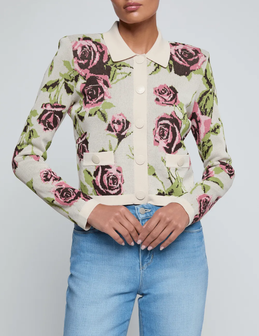 Silk-Blend Viscose-Blend Button-Front Cropped Cardigan