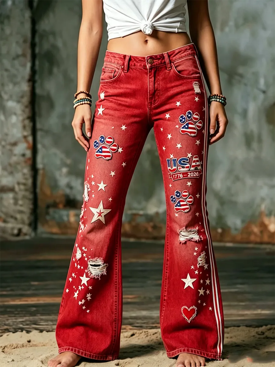 Women'S 250Th Anniversary Animal Printed Casual Jeans