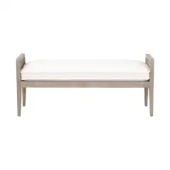 Upholstered Oak Accent Bench