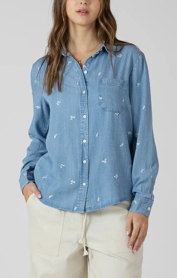 Embroidered Button Front Shirt