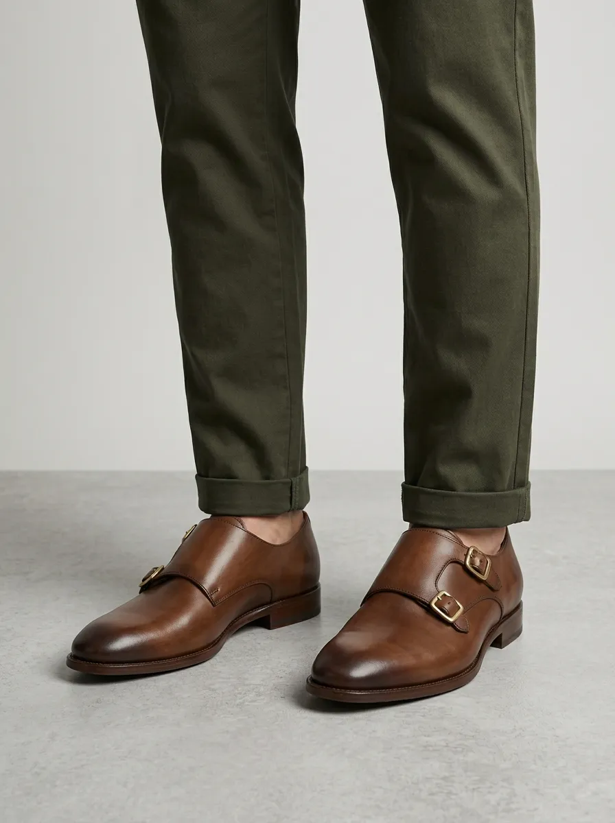 Men's Streamlined Classic Business Leather Double Monk Strap Shoes