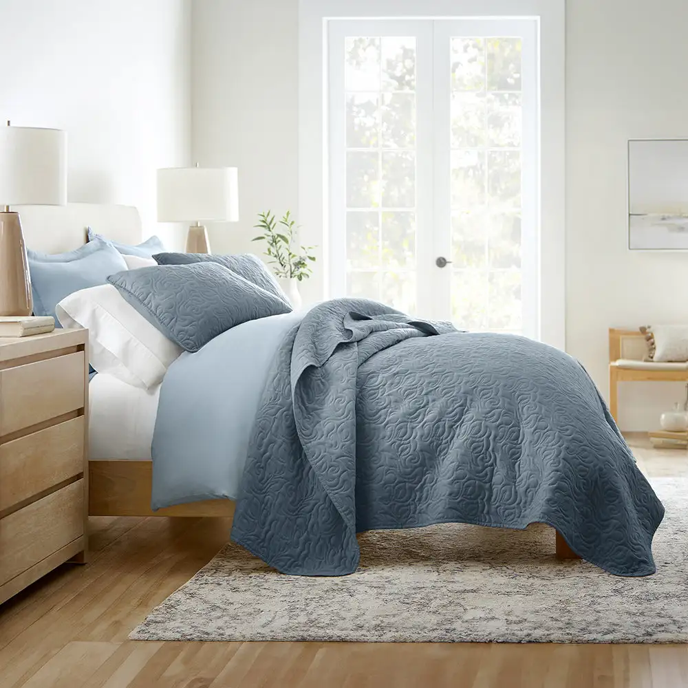 Floral Stitch Quilted Coverlet Set