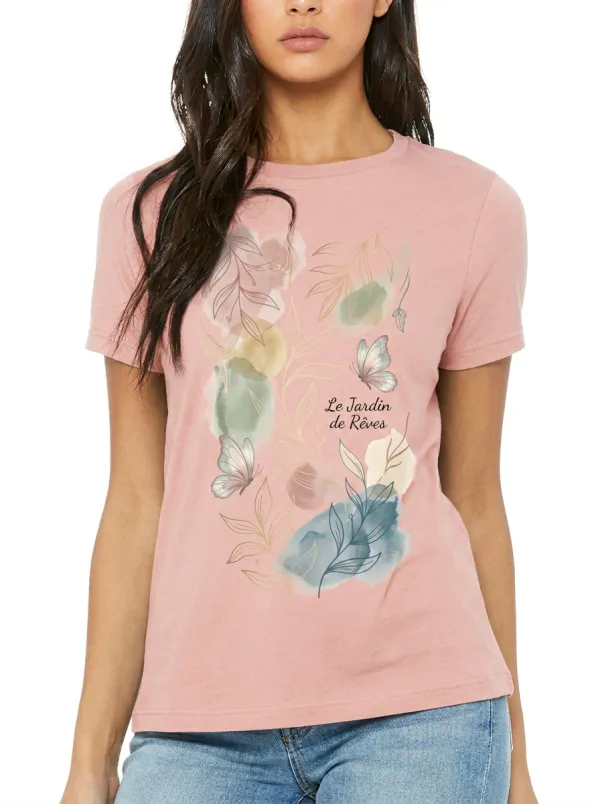 Women's Botanical Butterfly Le Jardin de Rêves Printed T-shirt