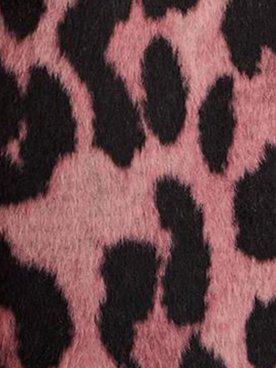 Women's Stylish Leopard-Print Fuzzy Long Coat