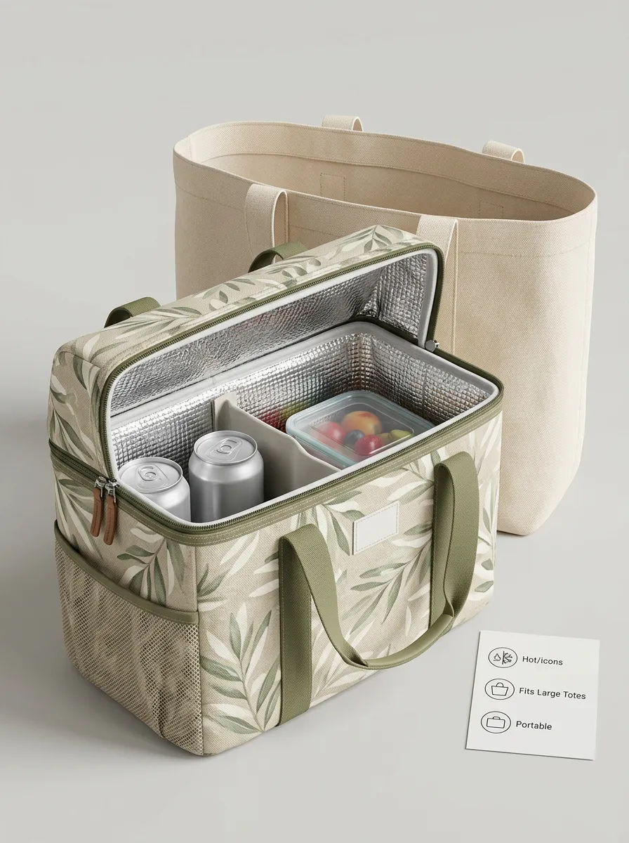 Picnic Lover Botanical Leaf Printed Insulated Cooler Bag