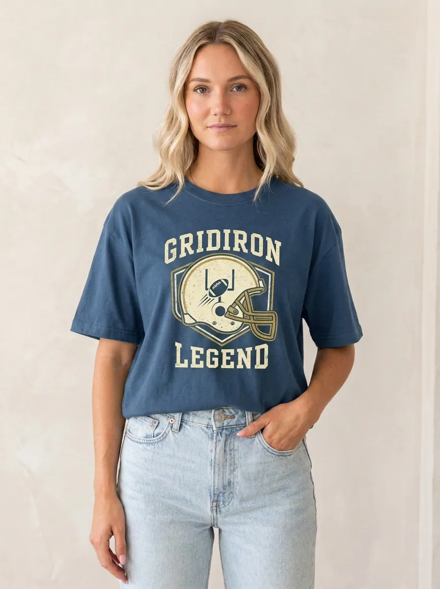 Women's Football Fan Gridiron Legend Helmet Printed T-Shirt