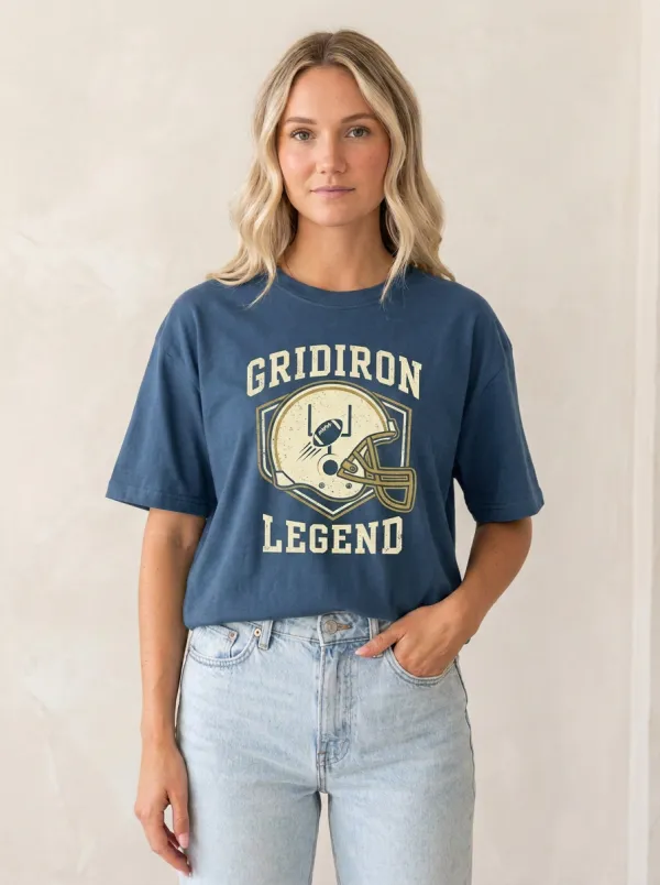 Women's Football Fan Gridiron Legend Helmet Printed T-Shirt