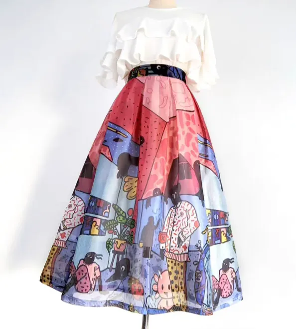 Graceful Studio Animal Motif Skirt
