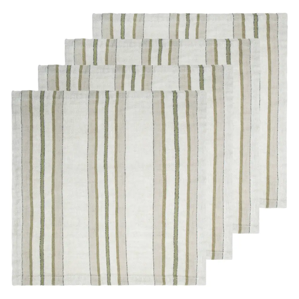 Relaxed Herringbone Stripe Linen Napkin Set