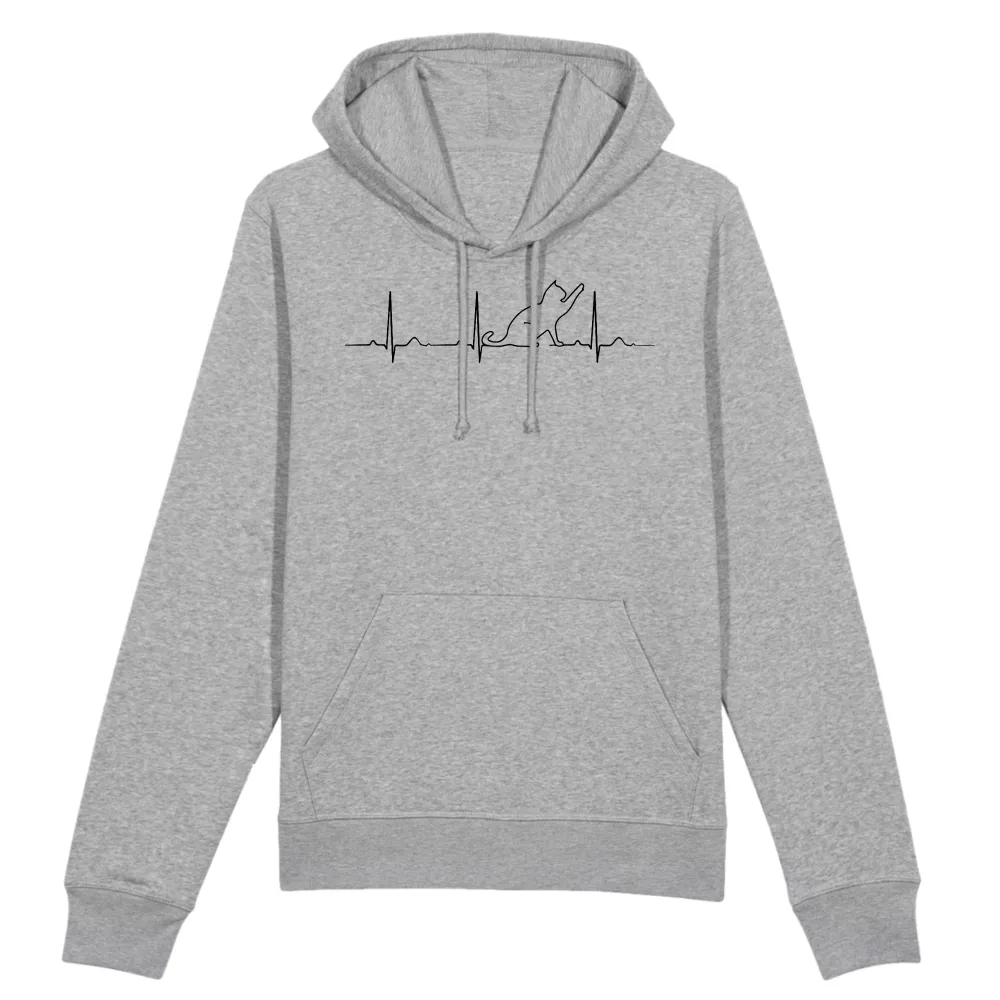 Heartbeat Cat Graphic Pullover Hoodie